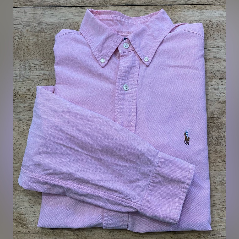 Polo by Ralph Lauren Classic Fit‎ Men’s Sz Medium Pink Cotton Long Sleeve Oxford